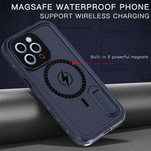 Waterproof Case for iPhone 13 Pro Max with Mag-Safe Charging, Built-in Screen Protector and Kickstand, Magnetic Heavy Duty Shockproof for Apple iPhone 13 Promax