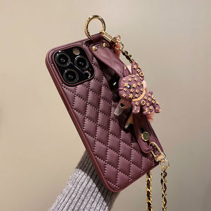 Wristband Leather Phone Case With Crossbody Lanyard Wrist Strap For iPhone 14 13 12 11Pro Max 14 13 12 11 Pro 14 Plus