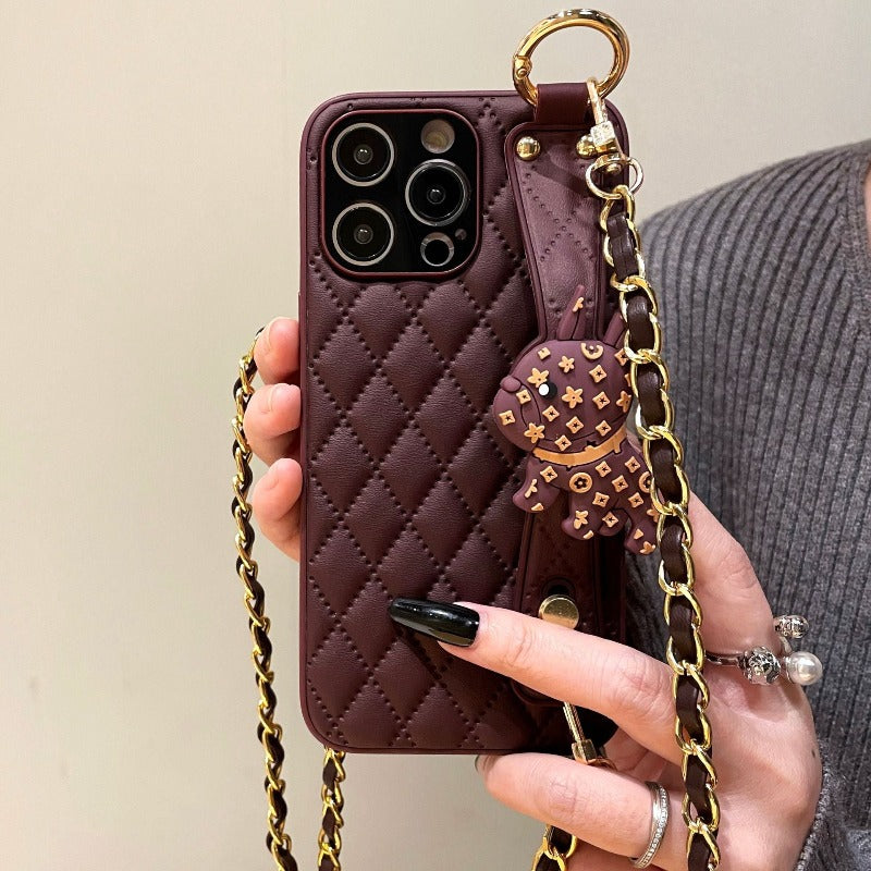 Wristband Leather Phone Case With Crossbody Lanyard Wrist Strap For iPhone 14 13 12 11Pro Max 14 13 12 11 Pro 14 Plus