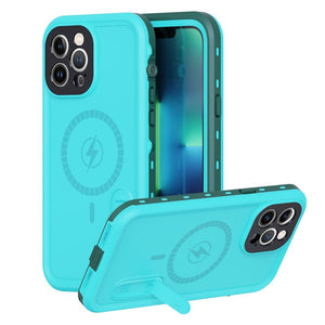 Waterproof Case for iPhone 13 Pro Max with Mag-Safe Charging, Built-in Screen Protector and Kickstand, Magnetic Heavy Duty Shockproof for Apple iPhone 13 Promax