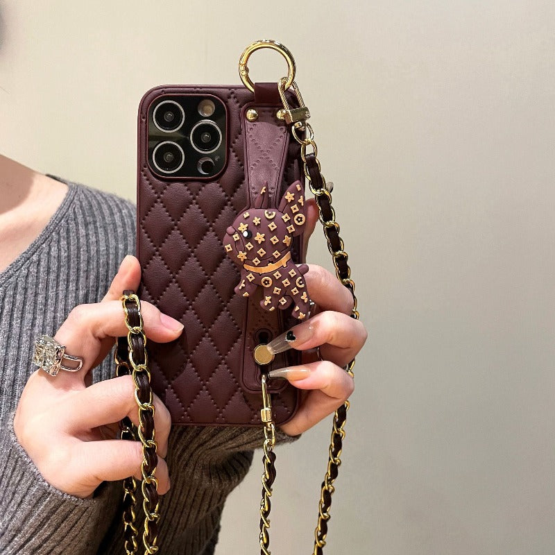 Wristband Leather Phone Case With Crossbody Lanyard Wrist Strap For iPhone 14 13 12 11Pro Max 14 13 12 11 Pro 14 Plus