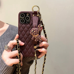 Wristband Leather Phone Case With Crossbody Lanyard Wrist Strap For iPhone 14 13 12 11Pro Max 14 13 12 11 Pro 14 Plus