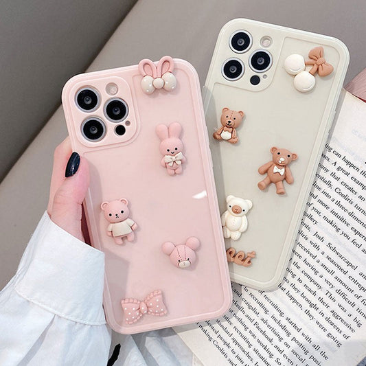 Soft Silicone Cute Cartoon Doll Anti-fall For iphone 11 13 12 Mini Pro Max XS XR 8 7 6 Plus Phone Case All-inclusive Side Shell