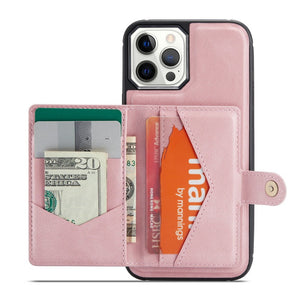 For iPhone 14 & 14 Pro Leather Case With Magnetic Wallet Kickstand Card Holder Designed Cover For iPhone 14 Pro Max