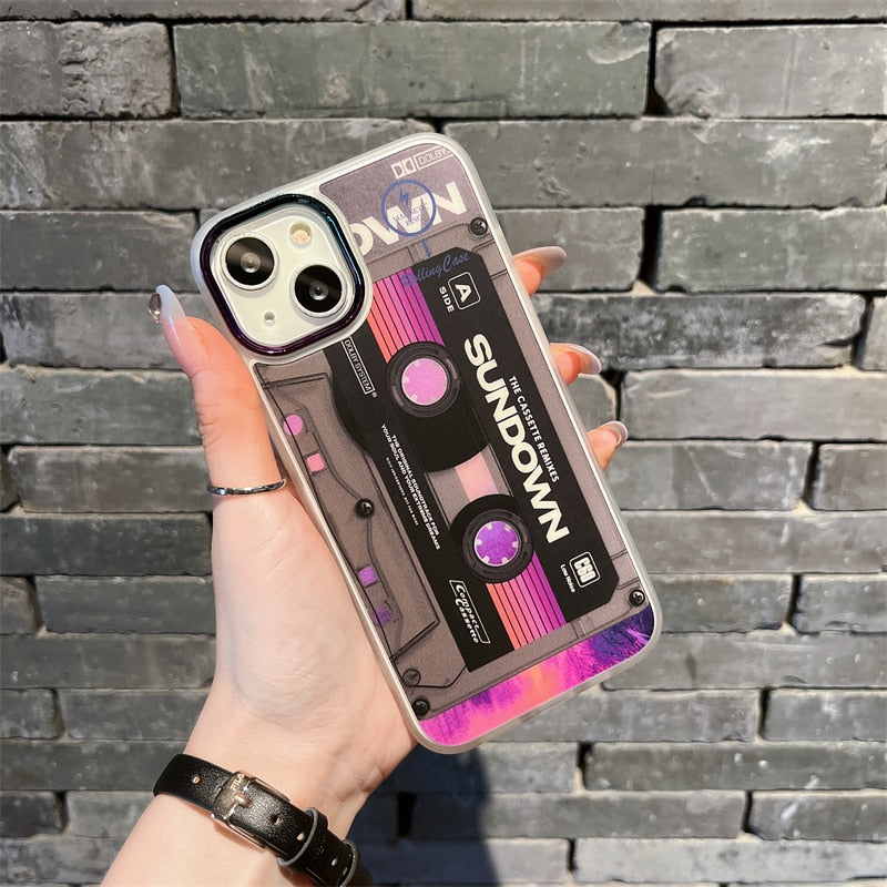 Classical Tape Pattern Magsafe Magnetic Wireless Charging Case for iPhone 14 Plus 14 13 12 11 Pro Max Soft Silicon Shockproof Cover