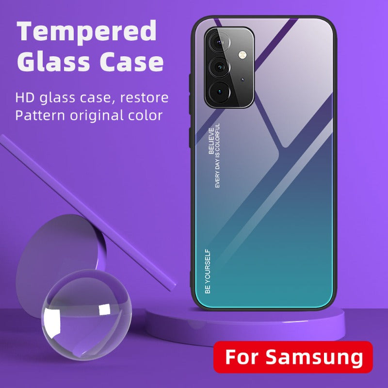 Gradient Tempered Glass Case For Samsung Galaxy A32 A71 A51 A53 A33 A82 A42 5G A52 A72 4G Cover