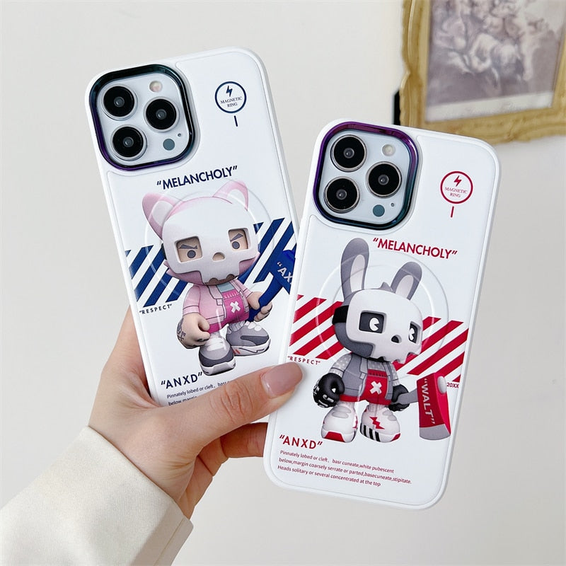 For iPhone 14 ProMax Magsafe Case iPhone 13 pro 12 11 promax Metal Gradient Mirror Macsafe Magnetic Transparent Rear Cover