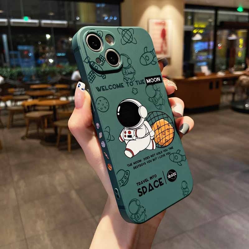 For iPhone 14 13 12 11 Pro Max 14 13 11 12 Pro Max Astronaut Cartoon Frame Phone Case Slim Fit Shockproof Full Body Cover Protective Case Soft TPU Full Shockproof Silicone Case For iPhone 13 14 12 11 iPhone 13 12 Mini Cover