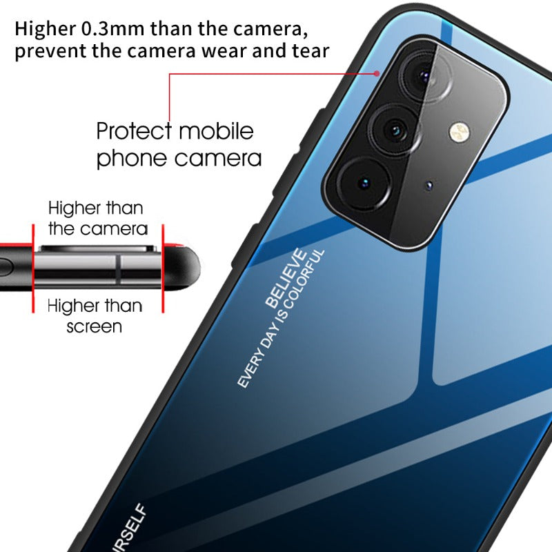 Gradient Tempered Glass Case For Samsung Galaxy A32 A71 A51 A53 A33 A82 A42 5G A52 A72 4G Cover