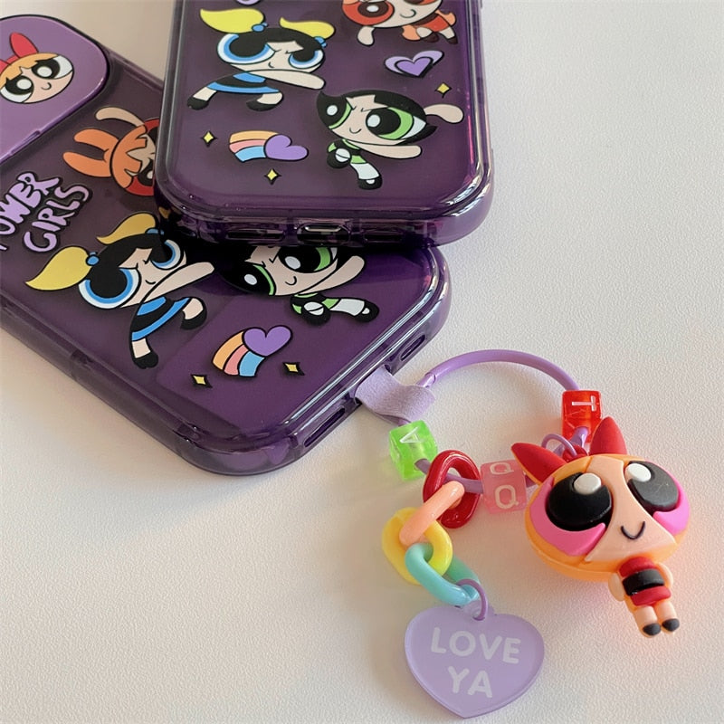 Cute Cartoon Pendant Flip Mirror Phone Case For iPhone 14 13 12 11 Pro Max 14 Plus Soft Silicone Cover For iphone 14pro Funda