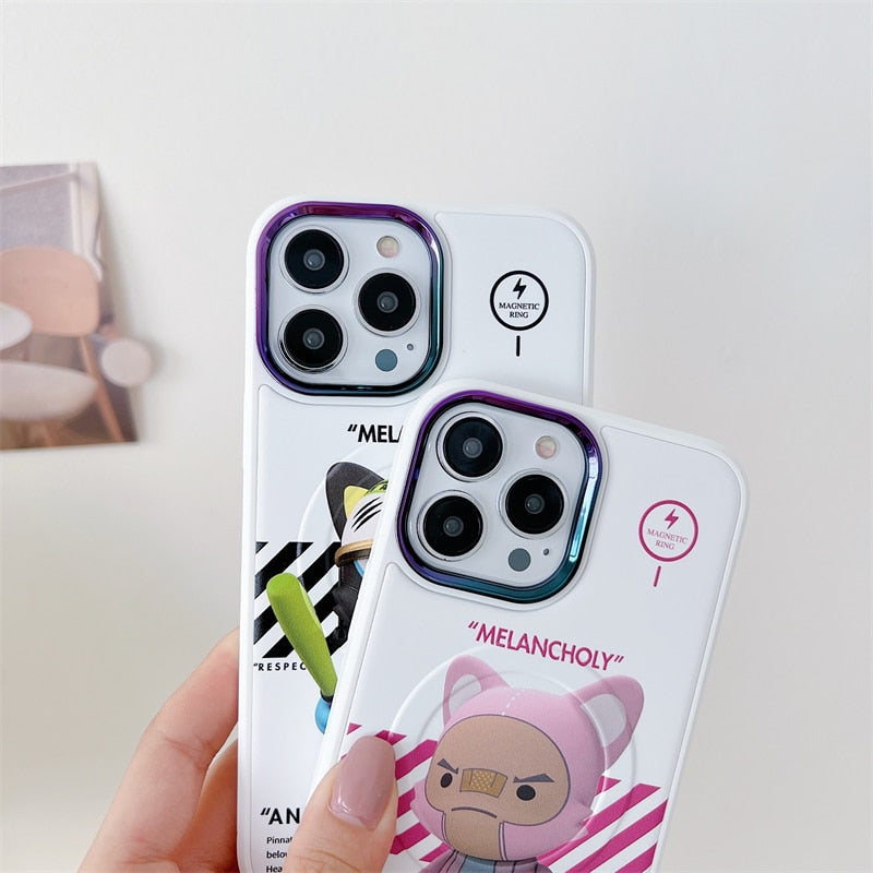 For iPhone 14 ProMax Magsafe Case iPhone 13 pro 12 11 promax Metal Gradient Mirror Macsafe Magnetic Transparent Rear Cover