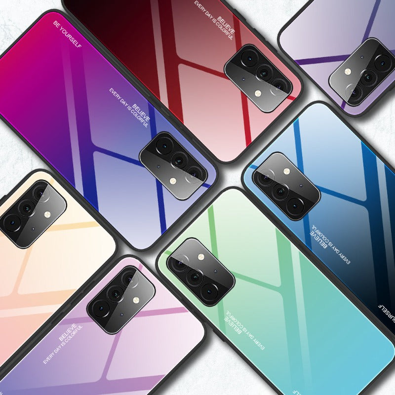 Gradient Tempered Glass Case For Samsung Galaxy A32 A71 A51 A53 A33 A82 A42 5G A52 A72 4G Cover
