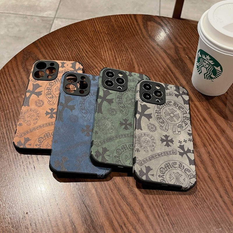 Suede Chromo Heart Phone Case Applicable to iPhone14ProMax Apple 13 mobile phone case 12 new 11 small men and women 14Pro personalized suede soft cover 14Plus