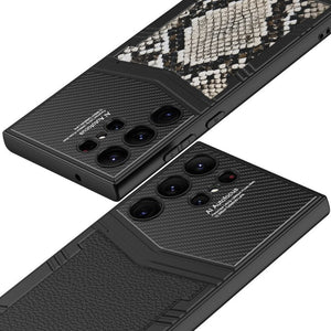 Python Carbon Fibre Case For Samsung Galaxy S23 Ultra Plus Electroplated Plain Leather Crocodile Cover Anti-knock luxury Cases For Galaxy