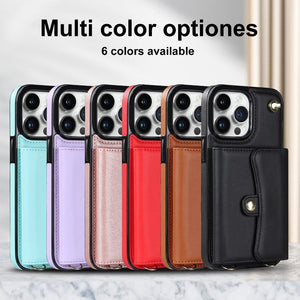 Crossbody Wallet Leather Phone Case for iPhone 13 14 11 Pro Max 13 12 Mini 14 Plus Multifunctio Wrist Strap Lanyard Cover