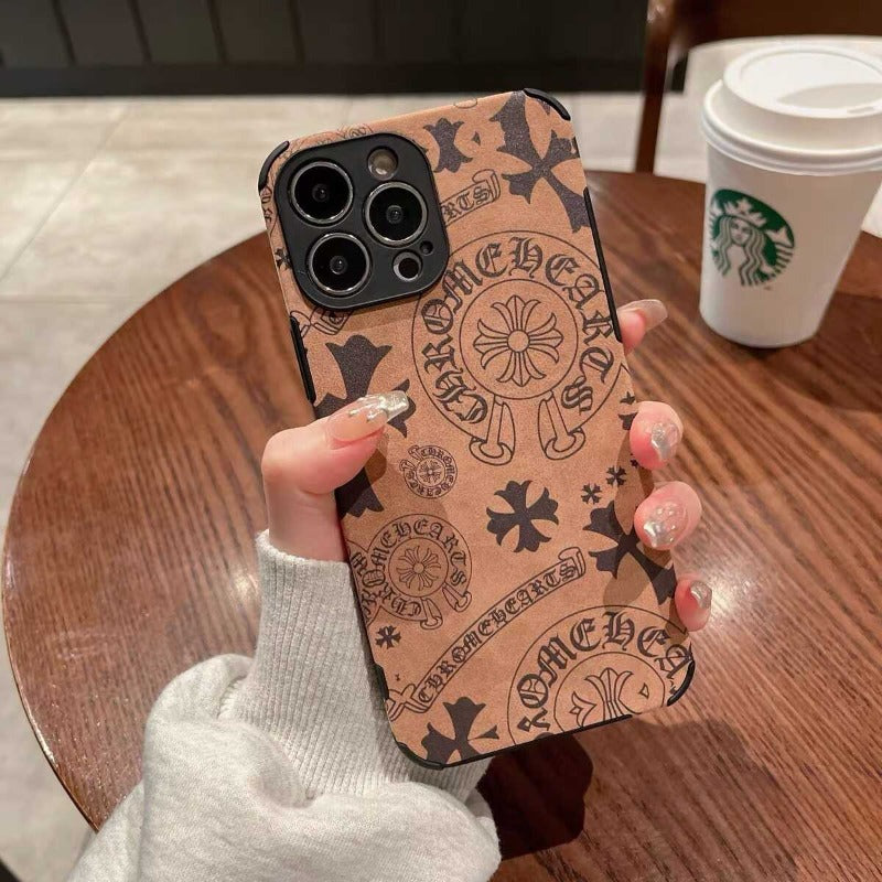Suede Chromo Heart Phone Case Applicable to iPhone14ProMax Apple 13 mobile phone case 12 new 11 small men and women 14Pro personalized suede soft cover 14Plus