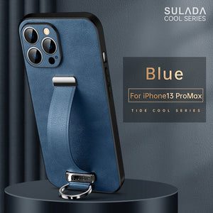 Case For iPhone 12 13 14 Plus Pro Max Anti-drop Belt Loop Holder Leather Cover Wristband Bracket Lens All-inclusive Protection
