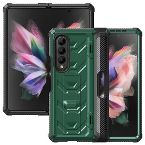 Magnetic Hinge Slide Pen Slot Case For Samsung Galaxy Z Fold 3 4 5G Stand Case Built in Film Armor Bracket Cover for Fold3 Case