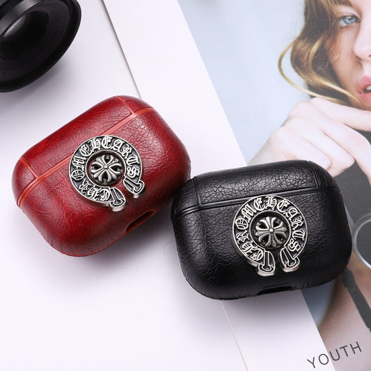 Protect your AirPods in style with this Chrome Heart AirPods case. The Heart Case is made of PU leather material to protect your AirPods from dust.