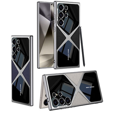 Electroplated Plain Leather Phone Case for Samsung Galaxy S24 S25