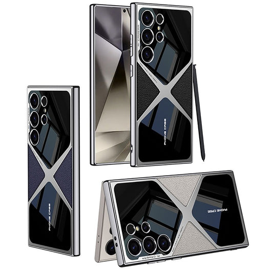 Electroplated Plain Leather Phone Case for Samsung Galaxy S24 S25