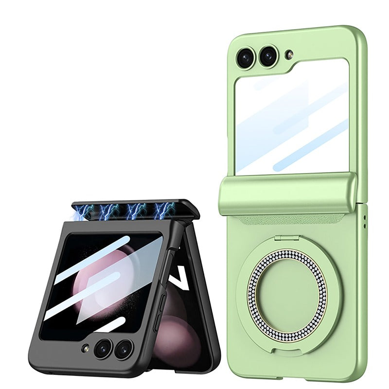 Luxury Hinge Foldable Ring Holder Matte Magnetic Phone Case For Samsung Galaxy Z Flip 76