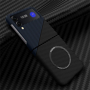 For Samsung Z Flip 4 Case Business Carbon Fiber Magnetic Magsafe Phone Cases for Samsung Galaxy Z Flip 3 4 5G Hard PC Back Cover