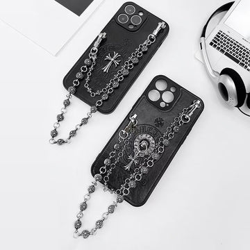 Multi-Chain Chrome Heart Full Wrap Protection Crossbody Chain Case For iPhone