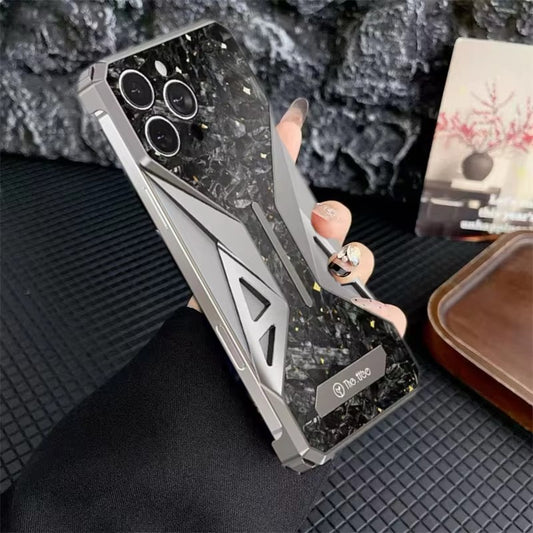 Aluminum Alloy Satin Carbon Fiber Heat Dissipation Phone Case For iPhone
