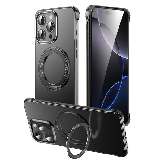 1:1 Original metal Frameless Phone Case  With Holder Suction Rotating Fulcrum For iPhone