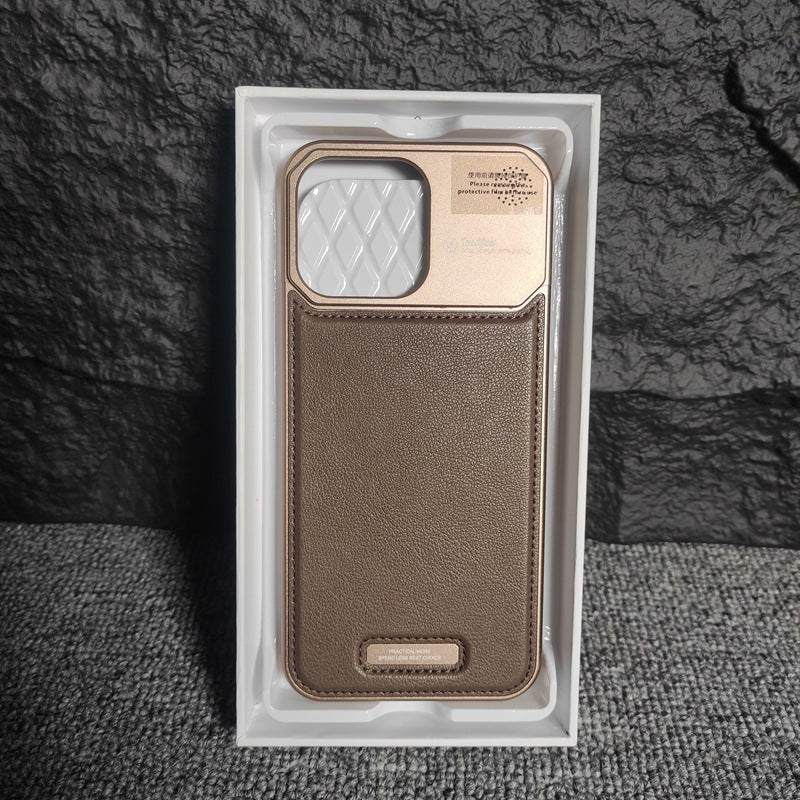 Trendy Retro PU Leather Magnetic Aromatherapy Aluminum Phone Case For iPhone