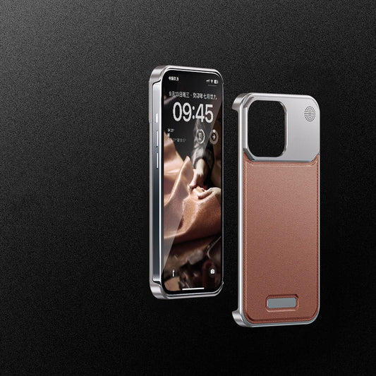 Trendy Retro PU Leather Magnetic Aromatherapy Aluminum Phone Case For iPhone