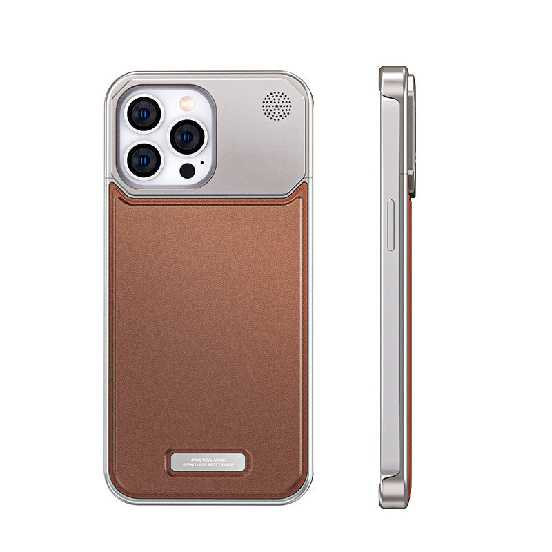 Trendy Retro PU Leather Magnetic Aromatherapy Aluminum Phone Case For iPhone