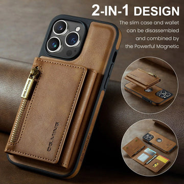 2 In 1 Detachable Magnetic Leather Wallet Phone Case WIth Card Holder