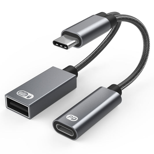 2 in 1 USB Type C Cable 60W PD Fast Charging OTG Adapter Converter Data Sync Multifunctional