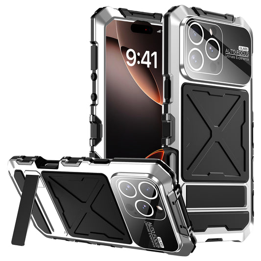 360 Full Protective Shockproof Phone Case With Stand And Tempered Glass Screen For iPhone