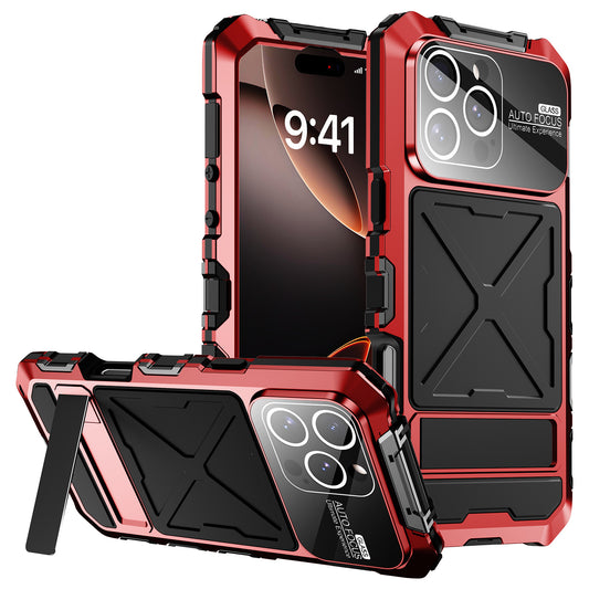 360 Full Protective Shockproof Phone Case With Stand And Tempered Glass Screen For iPhone