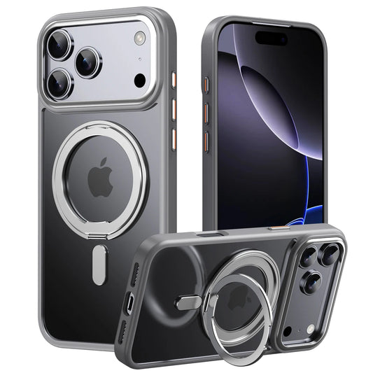 2025 New Transparent 360° Rotating Bracket Shockproof Magnetic Phone Case For iPhone