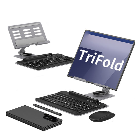 360 Rotation Aluminum Folding Phone Case Adjustment Stand Pen Slot With Keyboard Touch Pen Mouse For Samsung Galaxy ZTriFold