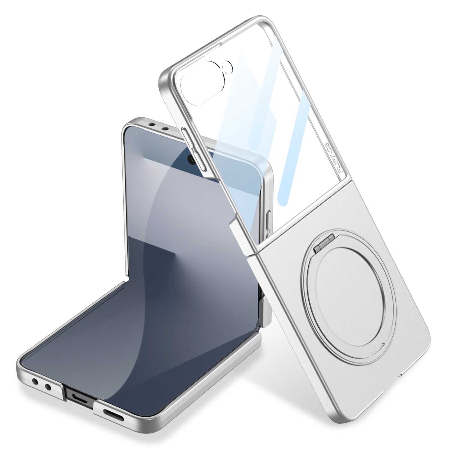 360° Rotation Ring Magnetic Stand With Tempered Protective Film Phone Case For Samsung Z Flip 7