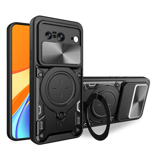 Flip Wallet Phone Case Hard PC with Sliding Camera Cover For Google Pixel 8