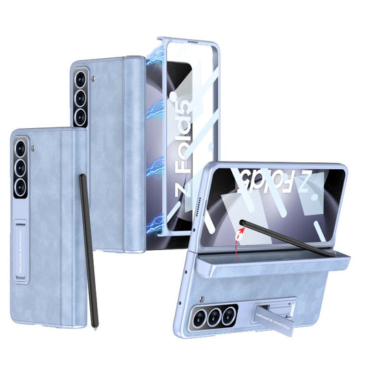 With Hinge Pen Holder Leather Phone Case With Screen Film For Samsung Galaxy Z Fold 5