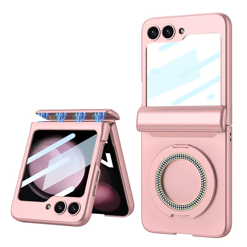 Luxury Hinge Foldable Ring Holder Matte Magnetic Phone Case For Samsung Galaxy Z Flip 76
