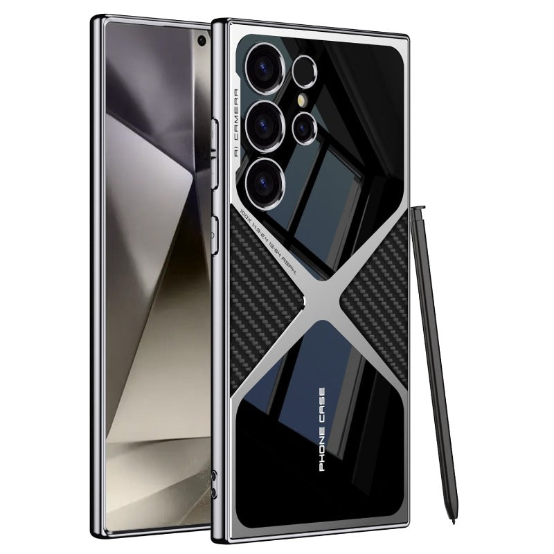 Electroplated Plain Leather Phone Case for Samsung Galaxy S24 S25