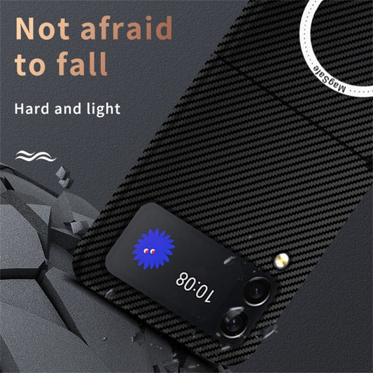 For Samsung Z Flip 4 Case Business Carbon Fiber Magnetic Magsafe Phone Cases for Samsung Galaxy Z Flip 3 4 5G Hard PC Back Cover