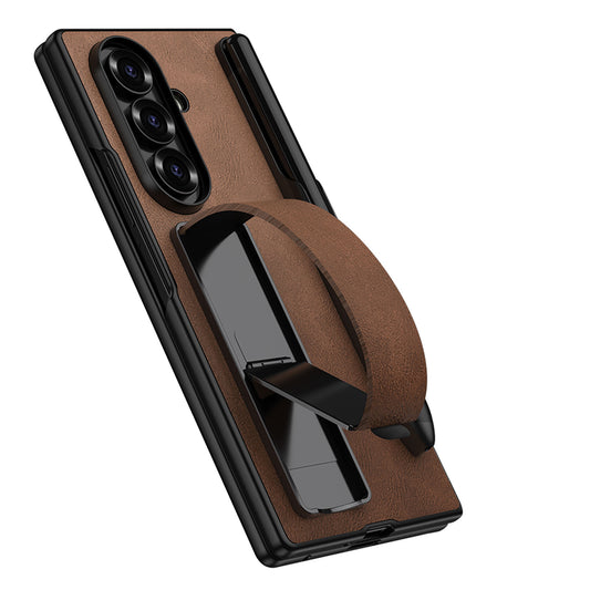 Adjustable Electroplated Wrist Strap Bracket Phone Case With Pen Slot For Samsung Galaxy Z Fold 7