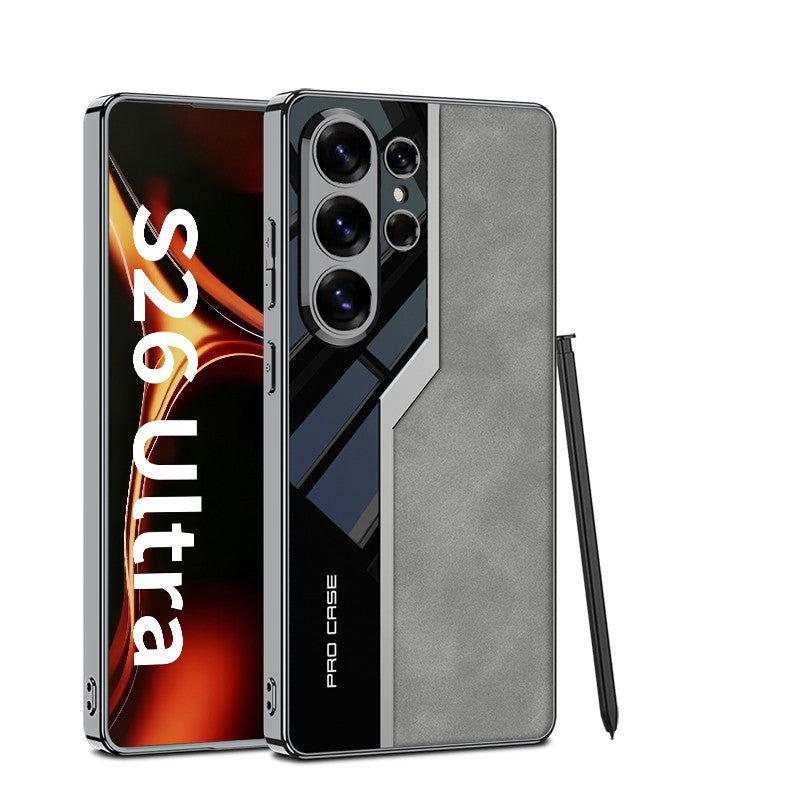Advanced Glossy Shockproof Electroplated Frosted PU Leather Phone Case For Samsung S26
