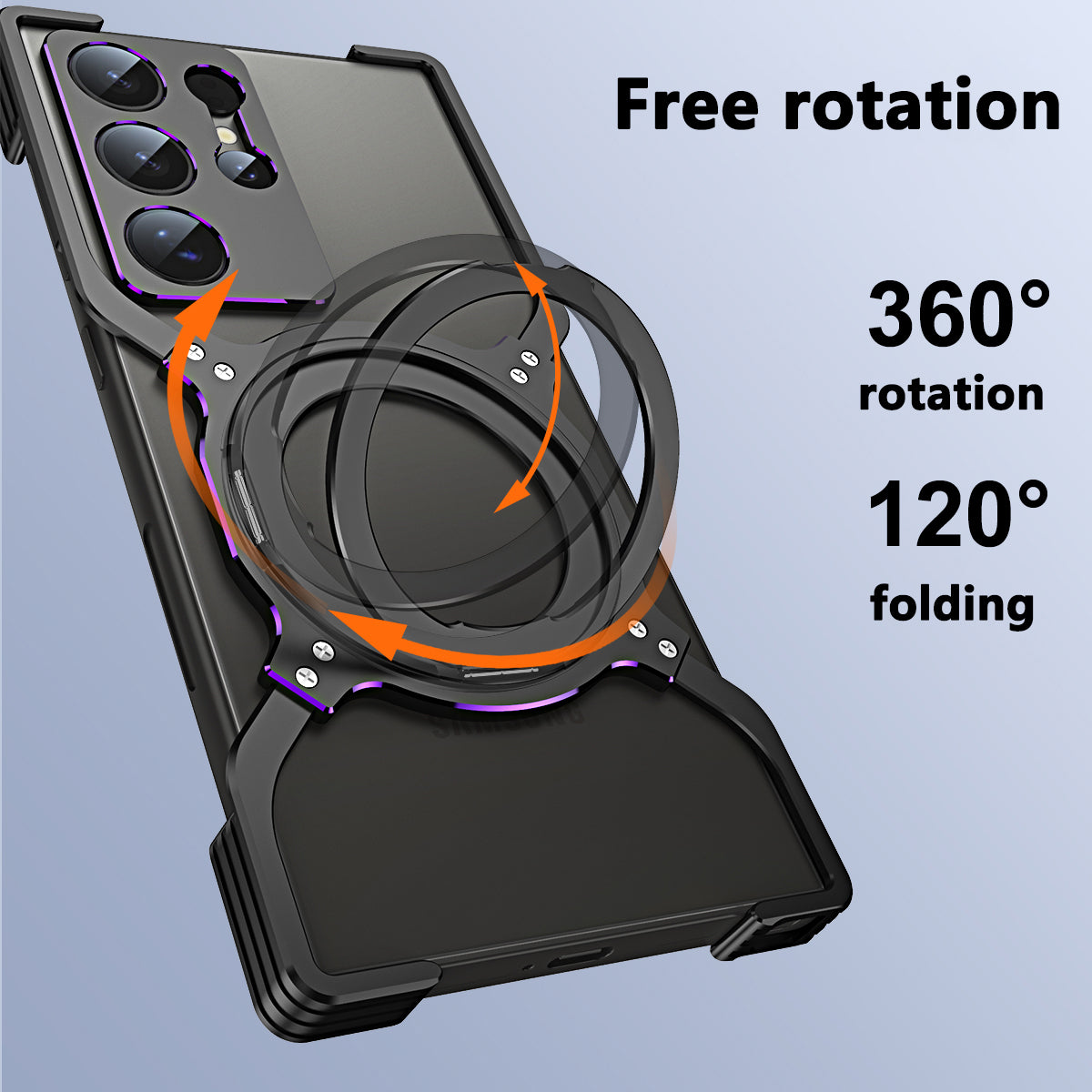 Aluminum Alloy Frameless Heat Dissipation Magsafe Phone Case With Built-in Rotation Magnetic Holder For Samsung Galaxy S24 S25