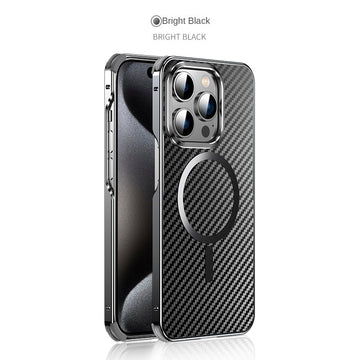 Aluminum Frame Carbon Fiber Magnetic Phone Case For IPhone