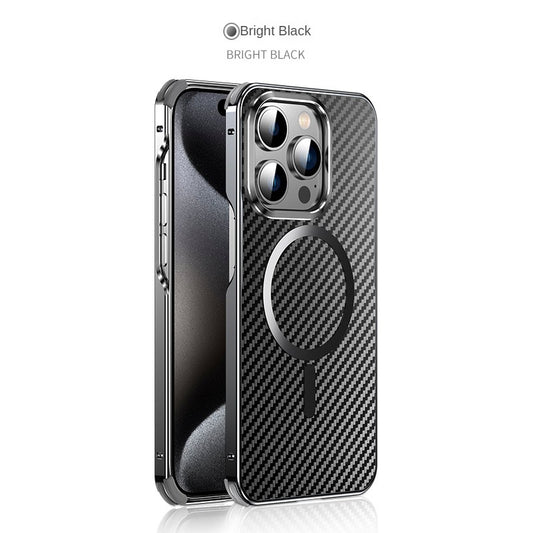 Aluminum Frame Carbon Fiber Magnetic Phone Case For IPhone